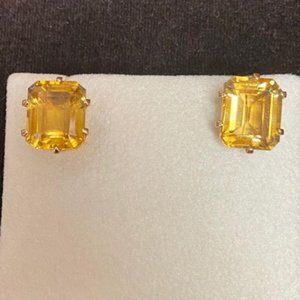 14KG Square Citrine Earrings